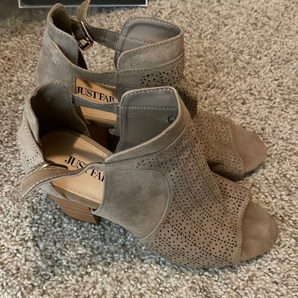 Just fab Tan block open toe shoes